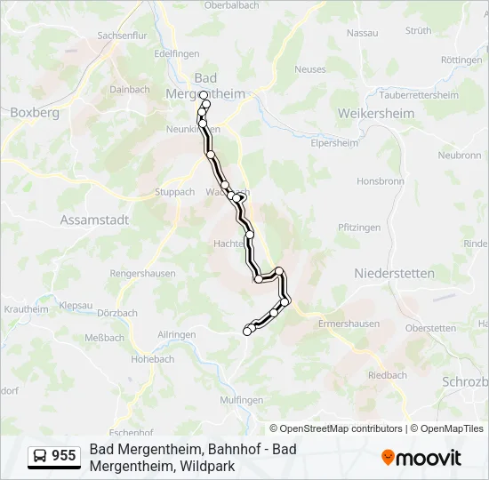 955 Bus Line Map