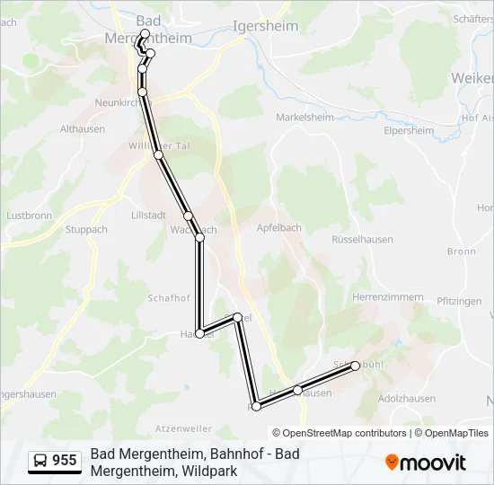 955 Bus Line Map