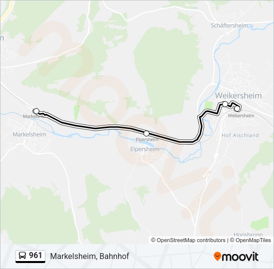 Автобус 961: карта маршрута