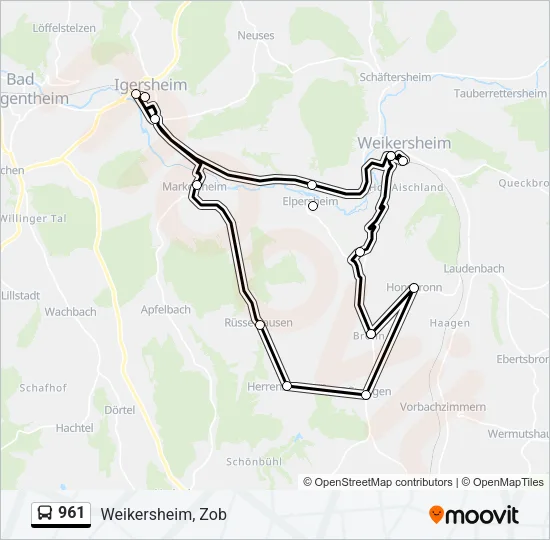 961 Bus Line Map