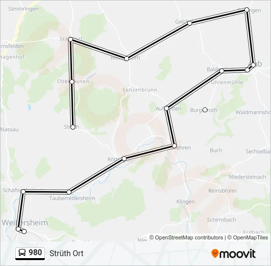 980 Bus Line Map