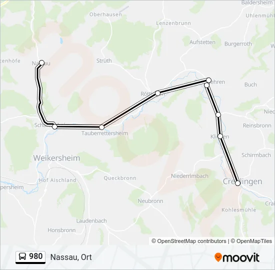 980 Bus Line Map