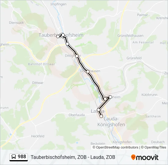 988 Bus Line Map