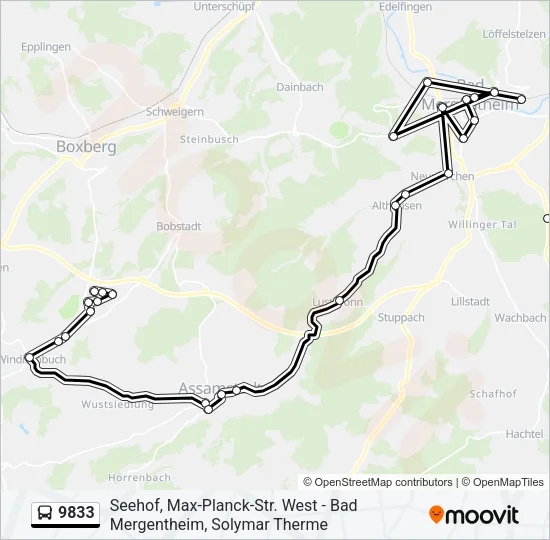 9833 Bus Line Map