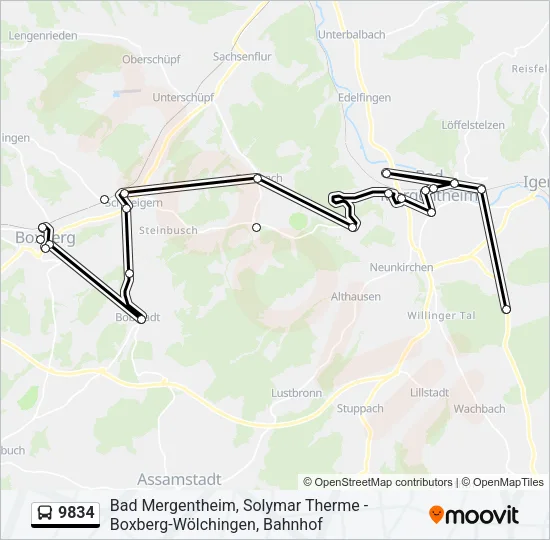 9834 Bus Line Map