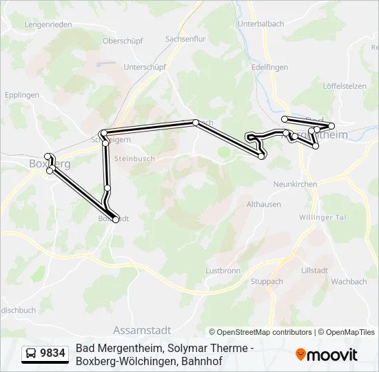 9834 Bus Line Map