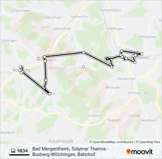 9834 Bus Line Map