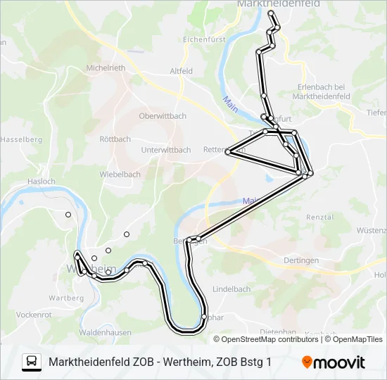 986 / 632 Bus Line Map