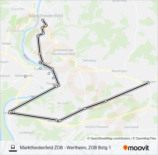 986 / 632 Bus Line Map