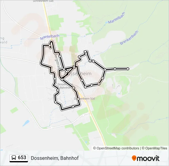653 Bus Line Map