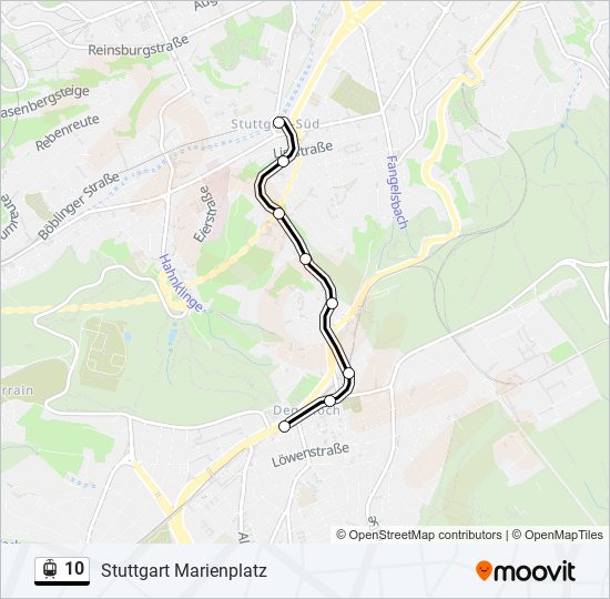 Straßenbahnlinie 10 Karte