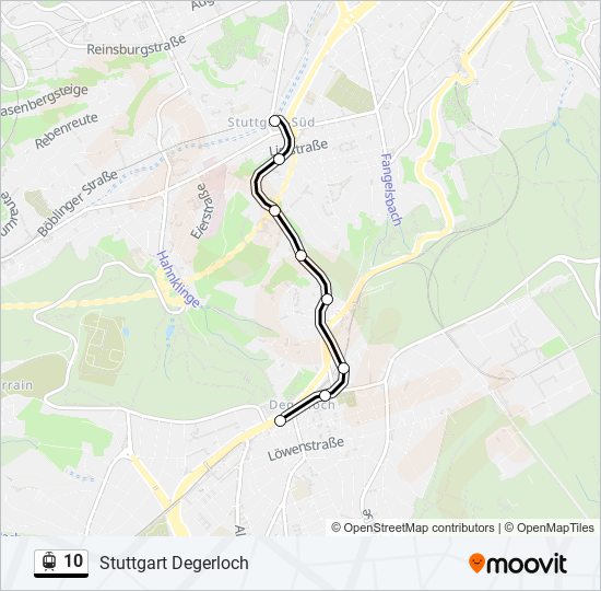 Straßenbahnlinie 10 Karte