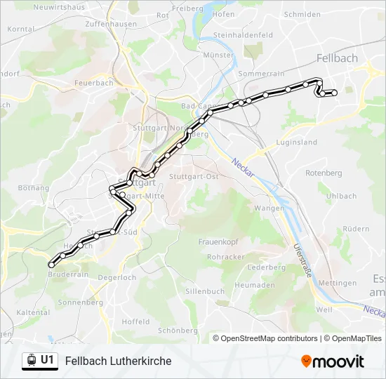 U1 Light Rail Line Map