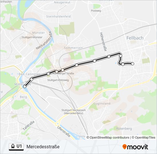 U1 Light Rail Line Map