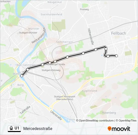 U1 Light Rail Line Map