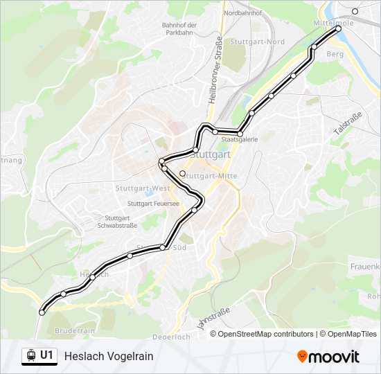 Straßenbahnlinie U1 Karte