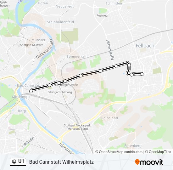 U1 Light Rail Line Map
