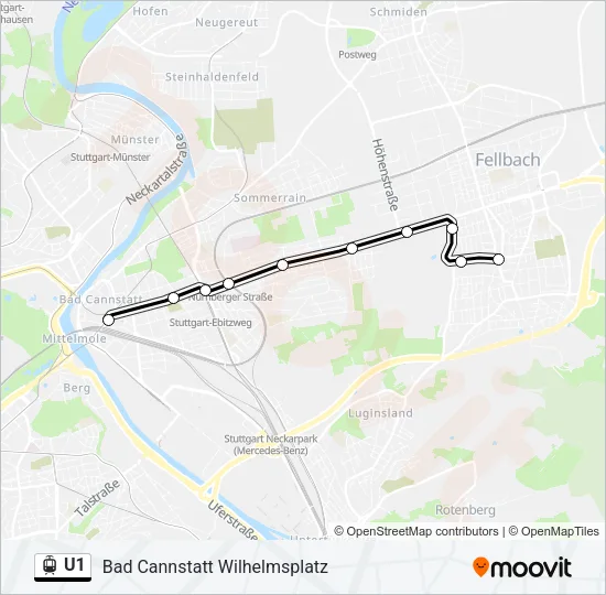 U1 Light Rail Line Map