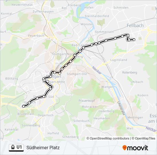 U1 Light Rail Line Map