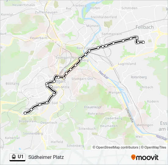 U1 Light Rail Line Map