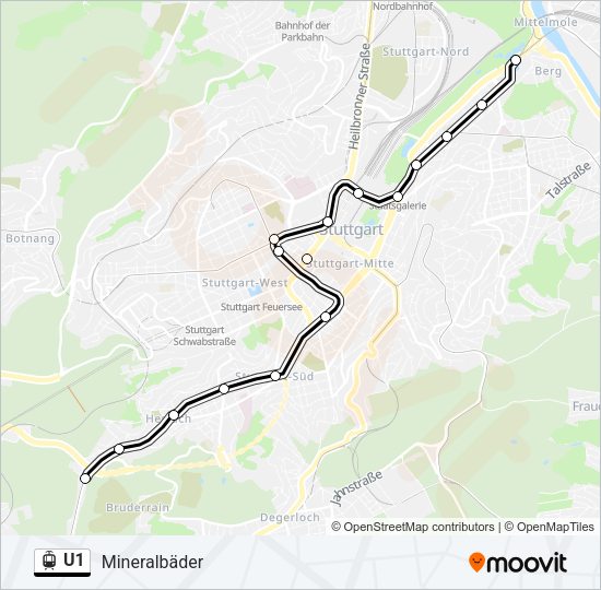 U1 Light Rail Line Map