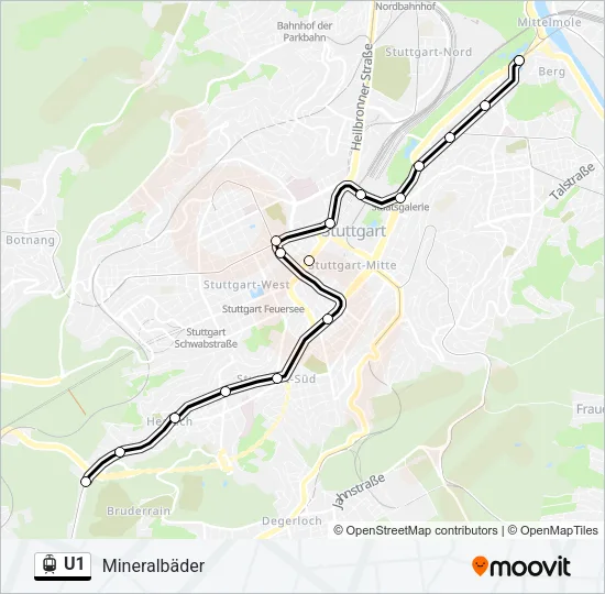 U1 Light Rail Line Map
