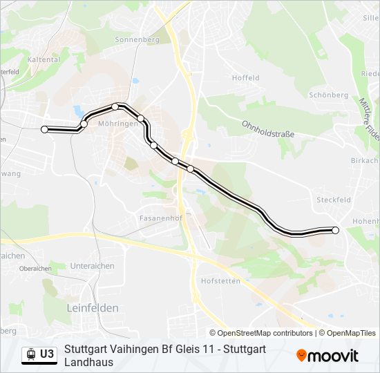 Straßenbahnlinie U3 Karte