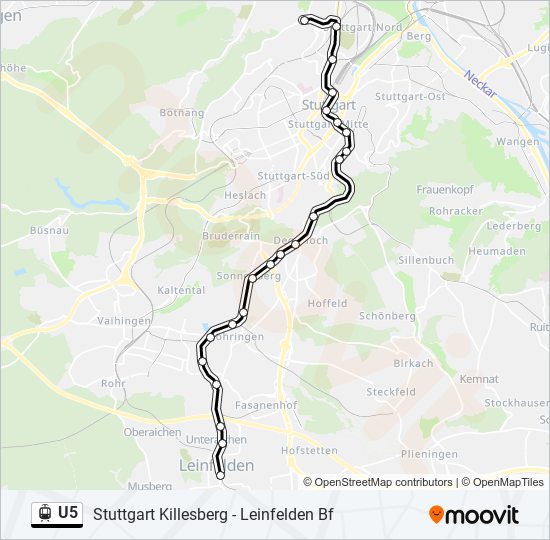 Straßenbahnlinie U5 Karte