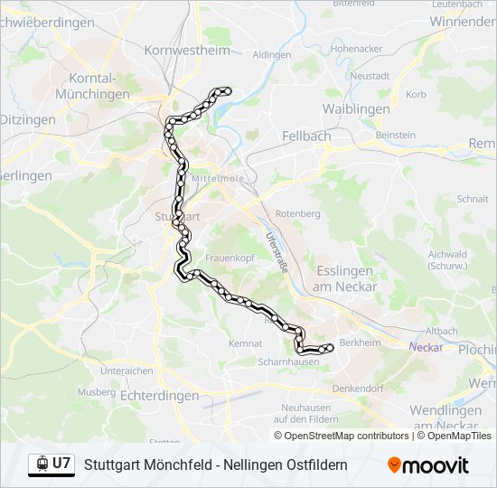 Трамвай U7: карта маршрута