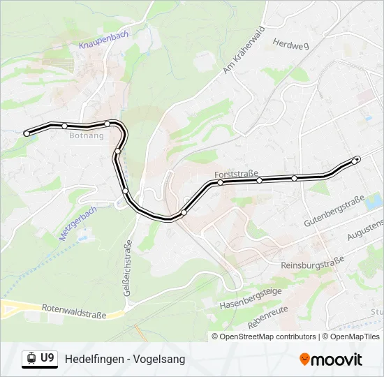 U9 Light Rail Line Map
