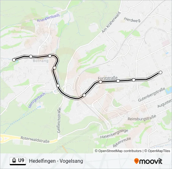 U9 Light Rail Line Map