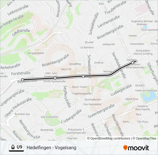 U9 Light Rail Line Map