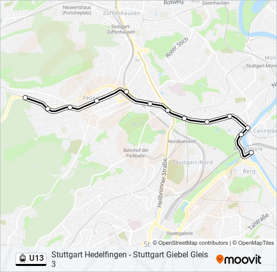 Straßenbahnlinie U13 Karte