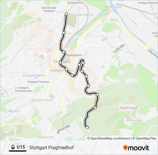 Straßenbahnlinie U15 Karte