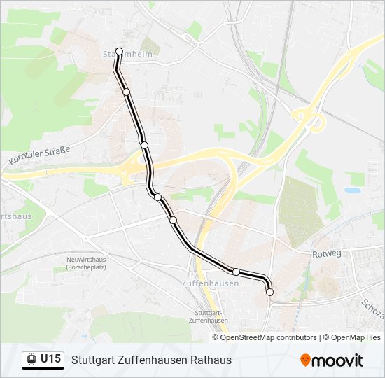 Straßenbahnlinie U15 Karte