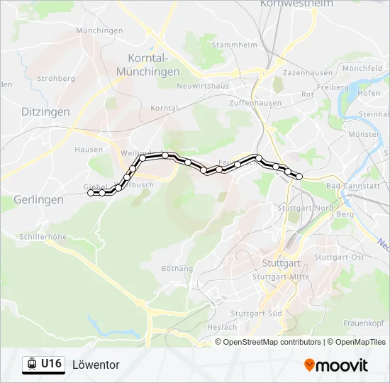 U16 Light Rail Line Map
