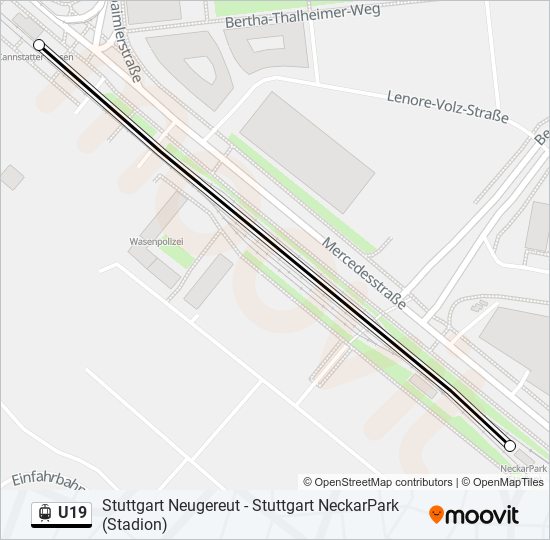 Straßenbahnlinie U19 Karte