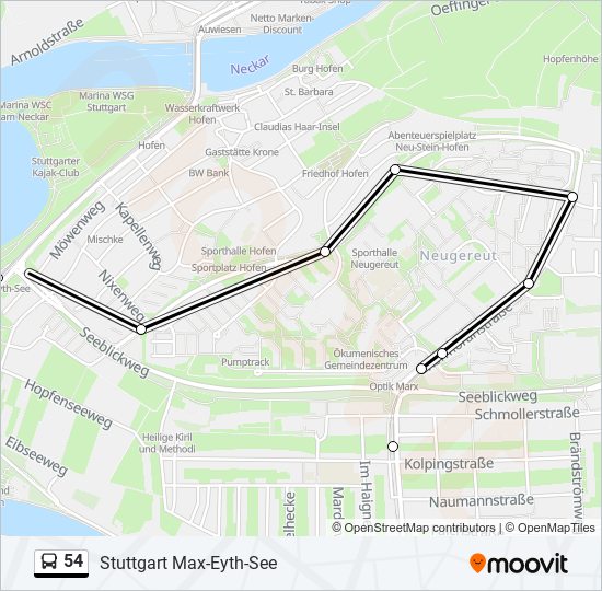 54 bus Line Map