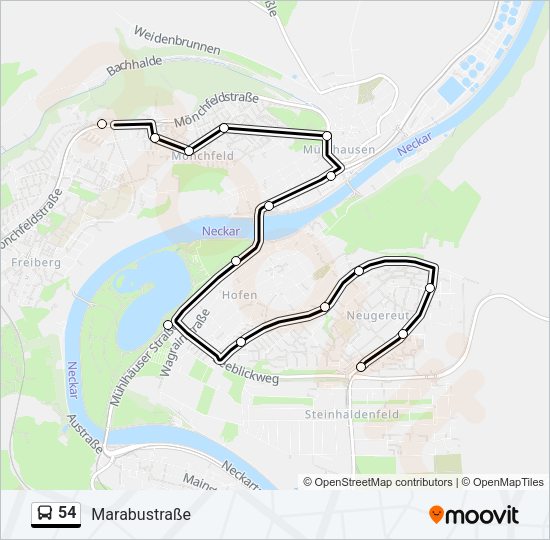 Автобус 54: карта маршрута