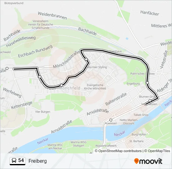 54 Bus Line Map