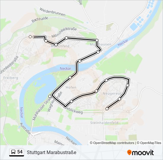 54 bus Line Map