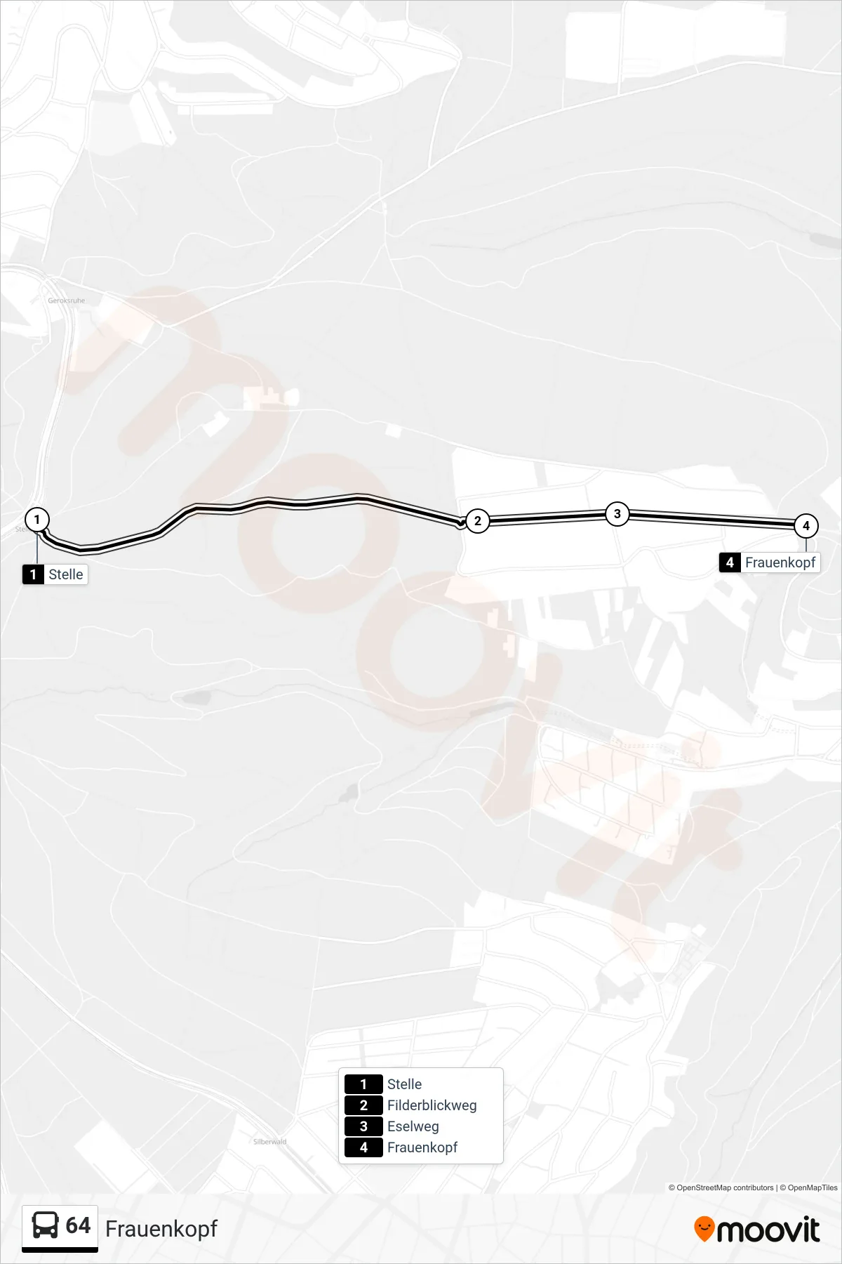Linie 64 (Tram) Richtung Frauenkopf: Route und Haltestellen auf der Karte