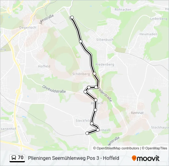 70 Bus Line Map