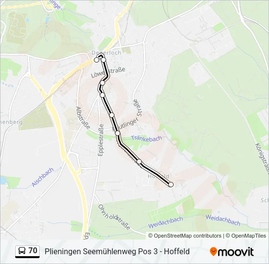 70 Bus Line Map