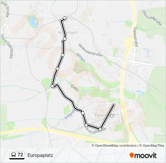72 Bus Line Map