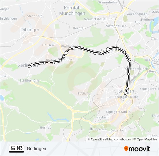 N3 bus Line Map