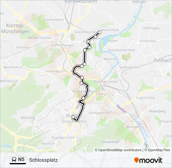 N5 Bus Line Map