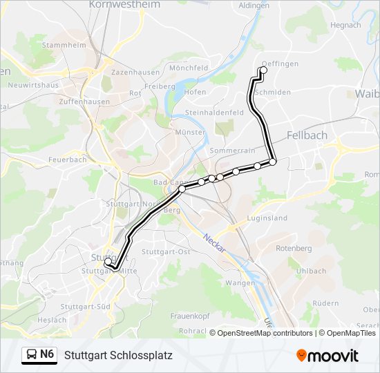 Автобус N6: карта маршрута