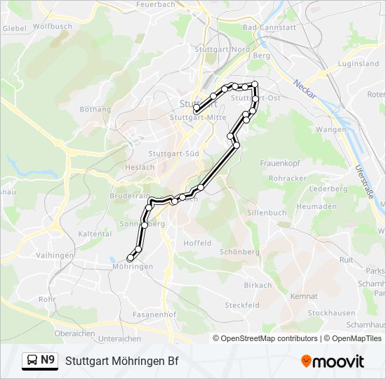 Автобус N9: карта маршрута