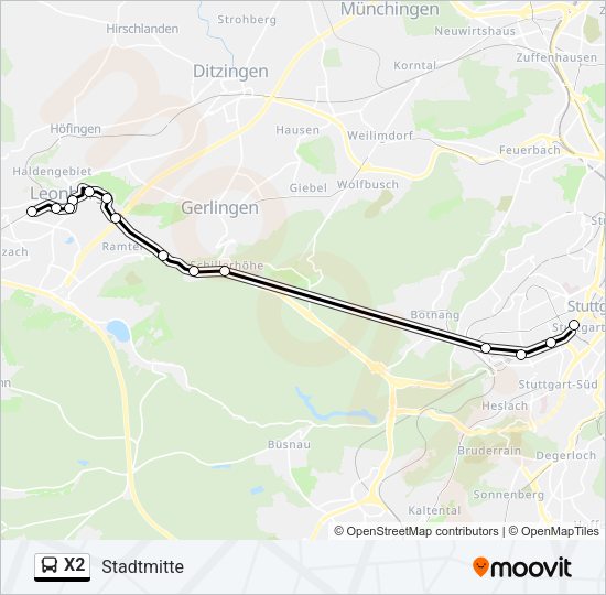 X2 Bus Line Map